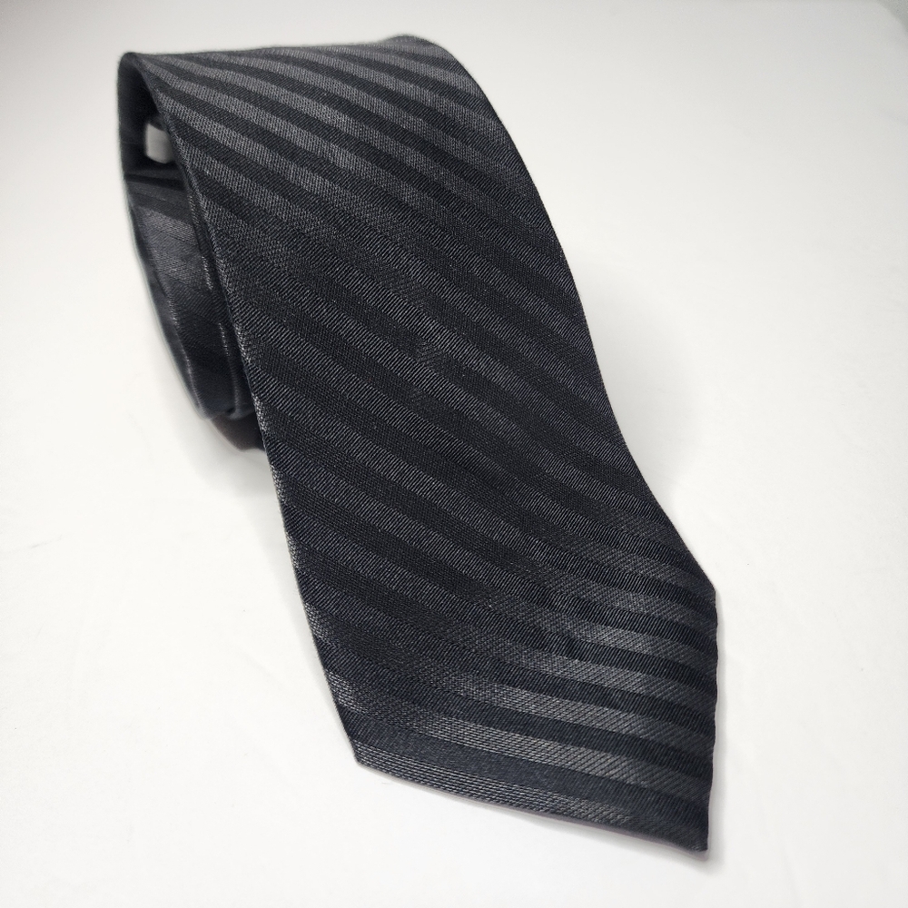 DKNY Black Stripe Silk Tie.